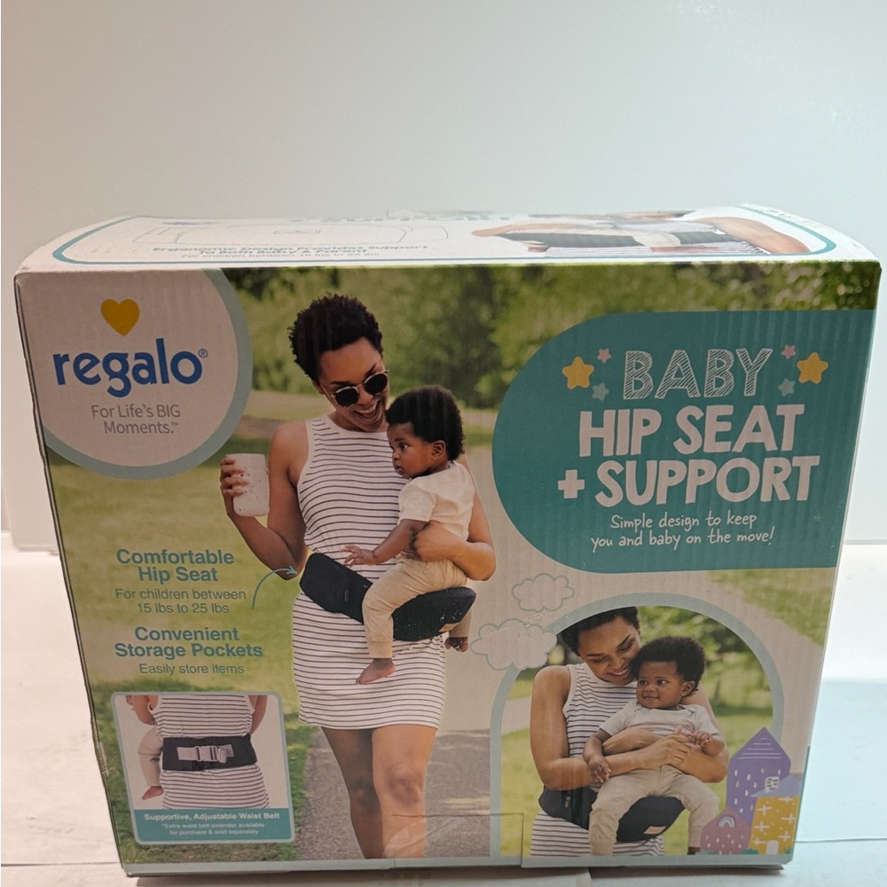 New in Box! Regalo Baby Hip Seat + Support - Black